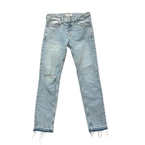 We The Free Jeans Womens 27 Light Wash Blue Denim Pants Mid Rise Skinny Distress